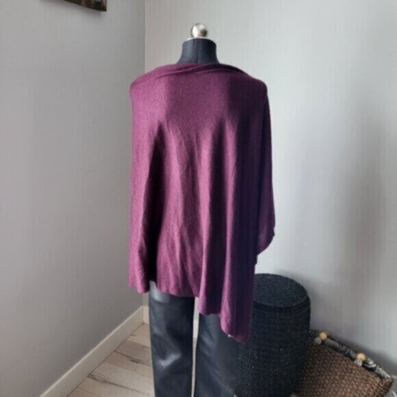 Echo Purple Poncho Sweater One Sz Burgundy Wine - Picture 9 of 9